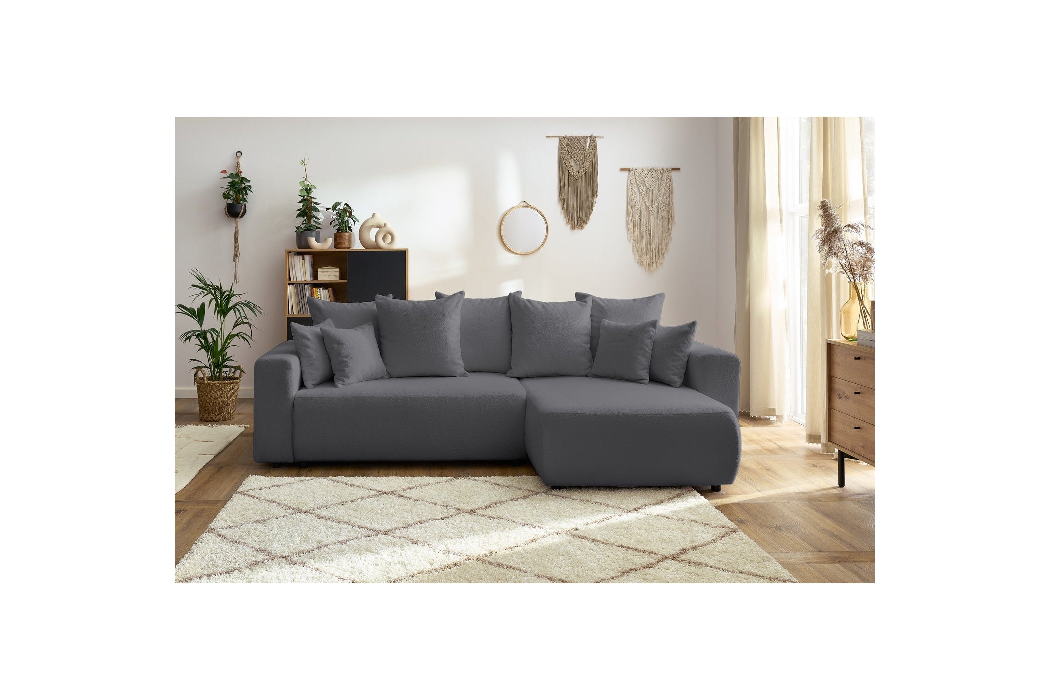 Reversible Corner Sofa Bed with Storage - Envy - Soft Bouclé Fabric