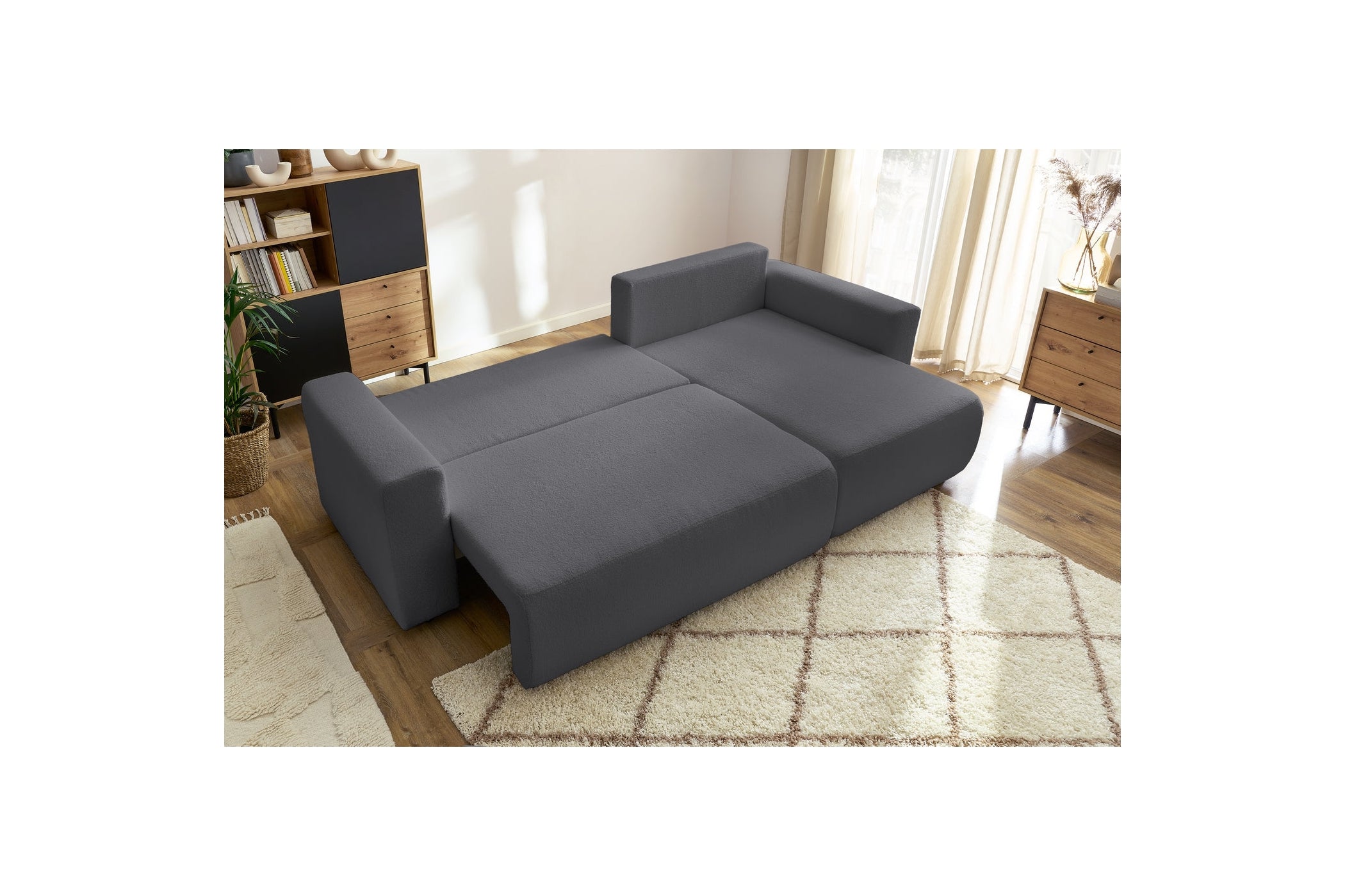 Reversible Corner Sofa Bed with Storage - Envy - Soft Bouclé Fabric
