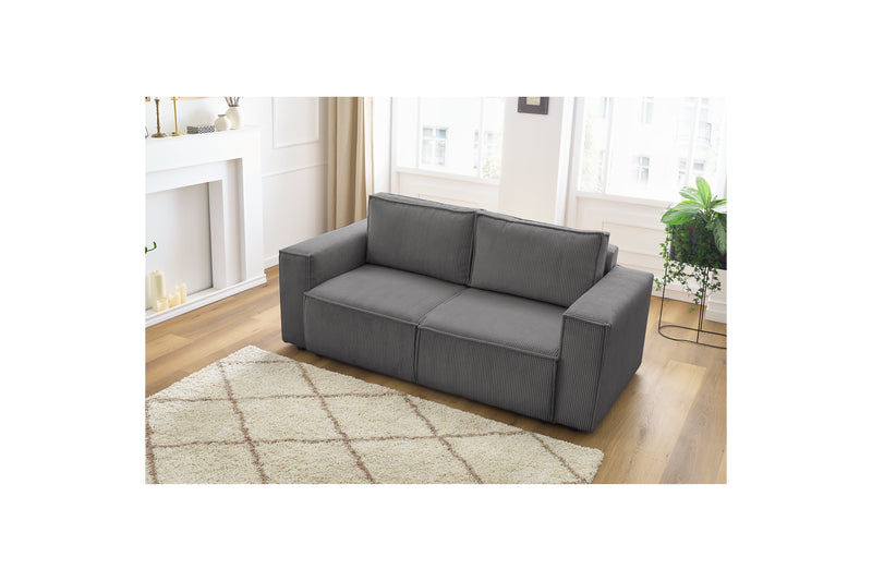 2-seater Straight Fixed Sofa - Nihad - Corduroy