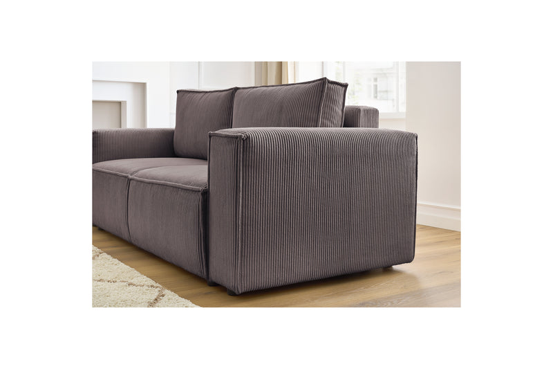 2-seater Straight Fixed Sofa - Nihad - Corduroy