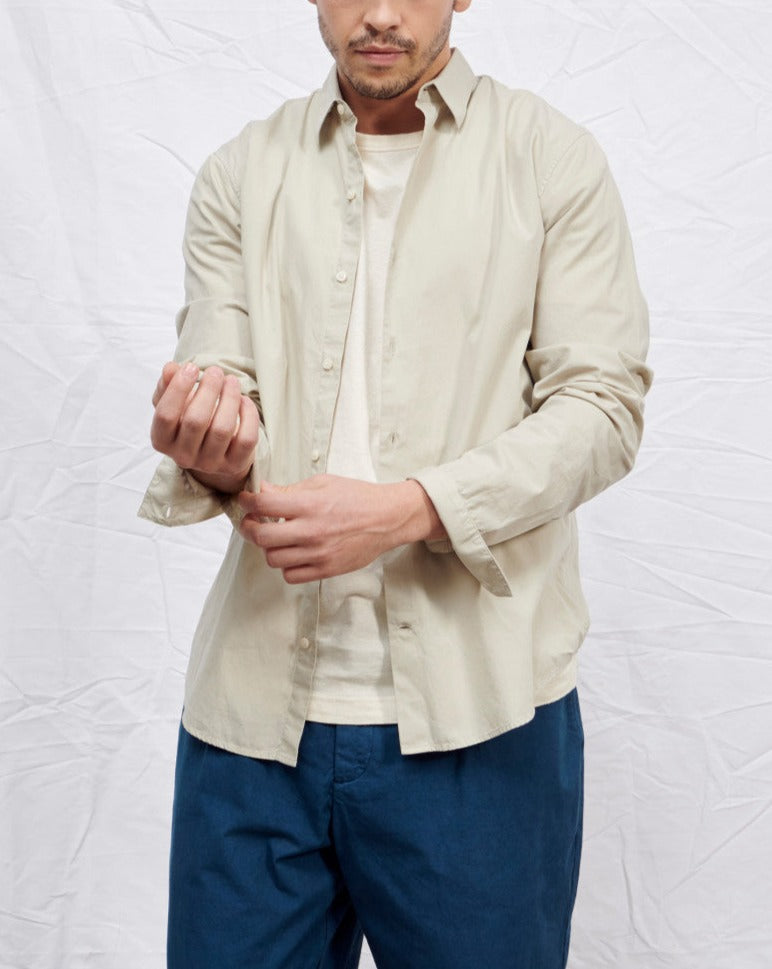 Maison Standards - Camisa John Popeline Pat - Beige Hombre