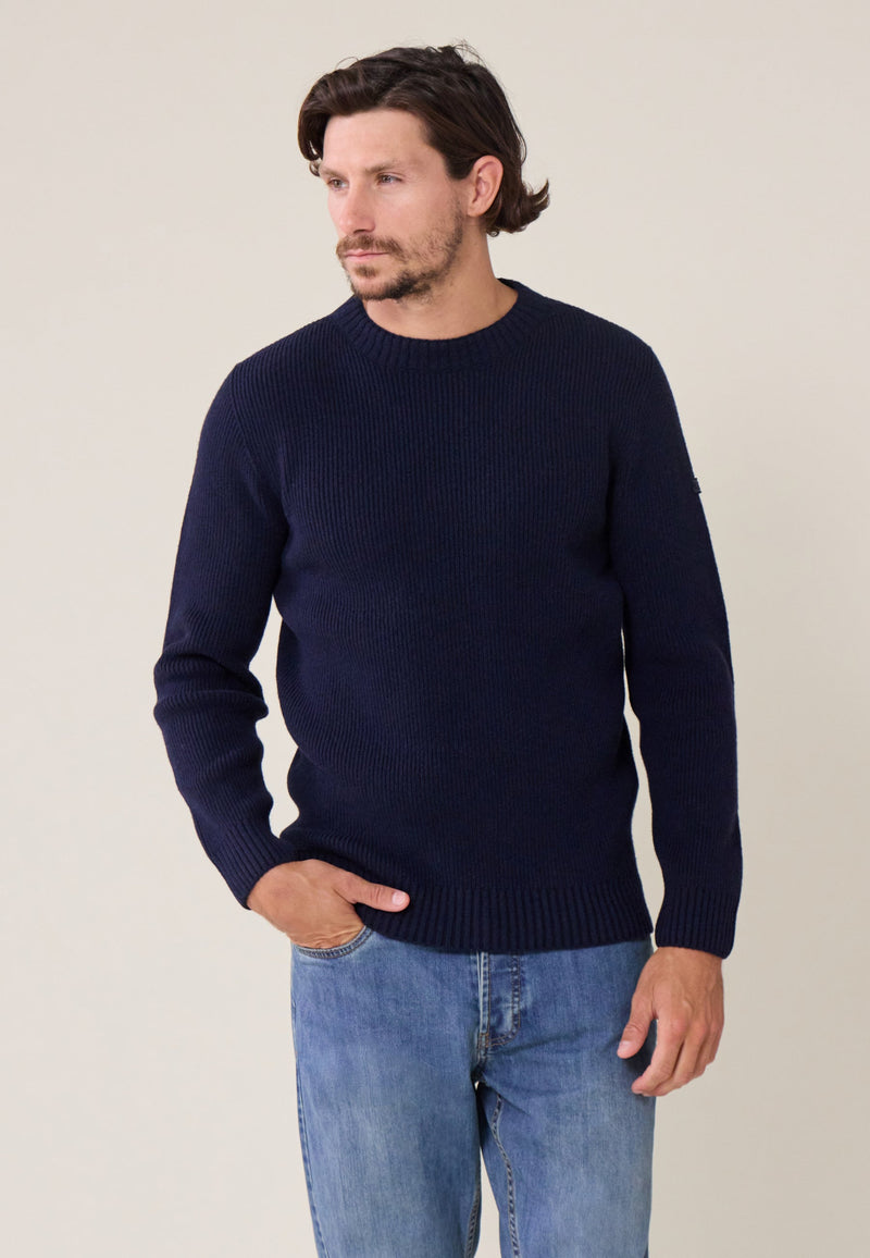 Louis Bleu Marine - Pull Homme En Laine Française