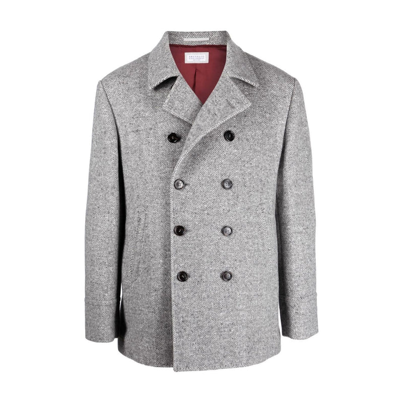 Veste Brunello Cucinelli Double-Breasted Wool - Gris - Homme