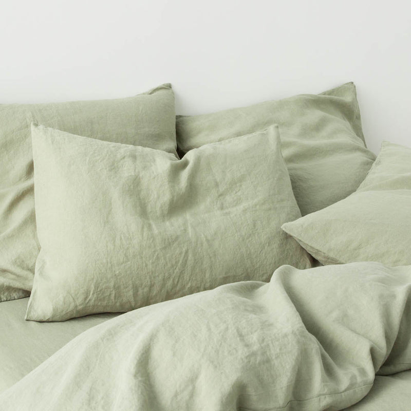 2 Washed Linen Pillowcases - Sage - MOST - The Bradery