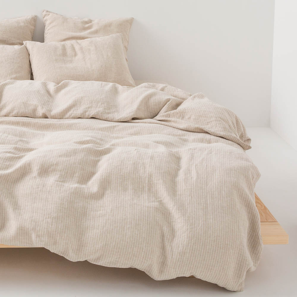 2 Fundas de Almohada de Lino - Rayas Blancas - MOST - The Bradery