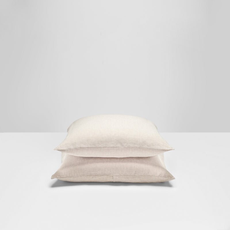 2 Fundas de Almohada de Lino - Rayas Blancas - MOST - The Bradery