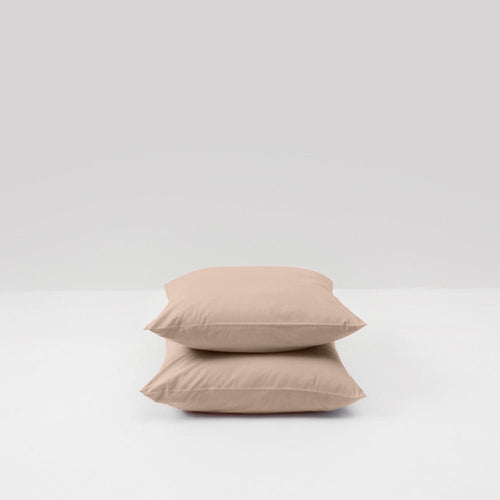 2 Washed Cotton Percale Pillowcases - Clay - MOST - The Bradery