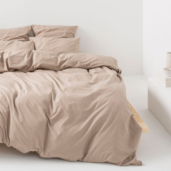 2 Washed Cotton Percale Pillowcases - Clay - MOST - The Bradery