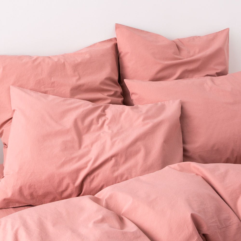 2 fundas de almohada de percal de algodón lavado - Rosa viejo - MOST - The Bradery