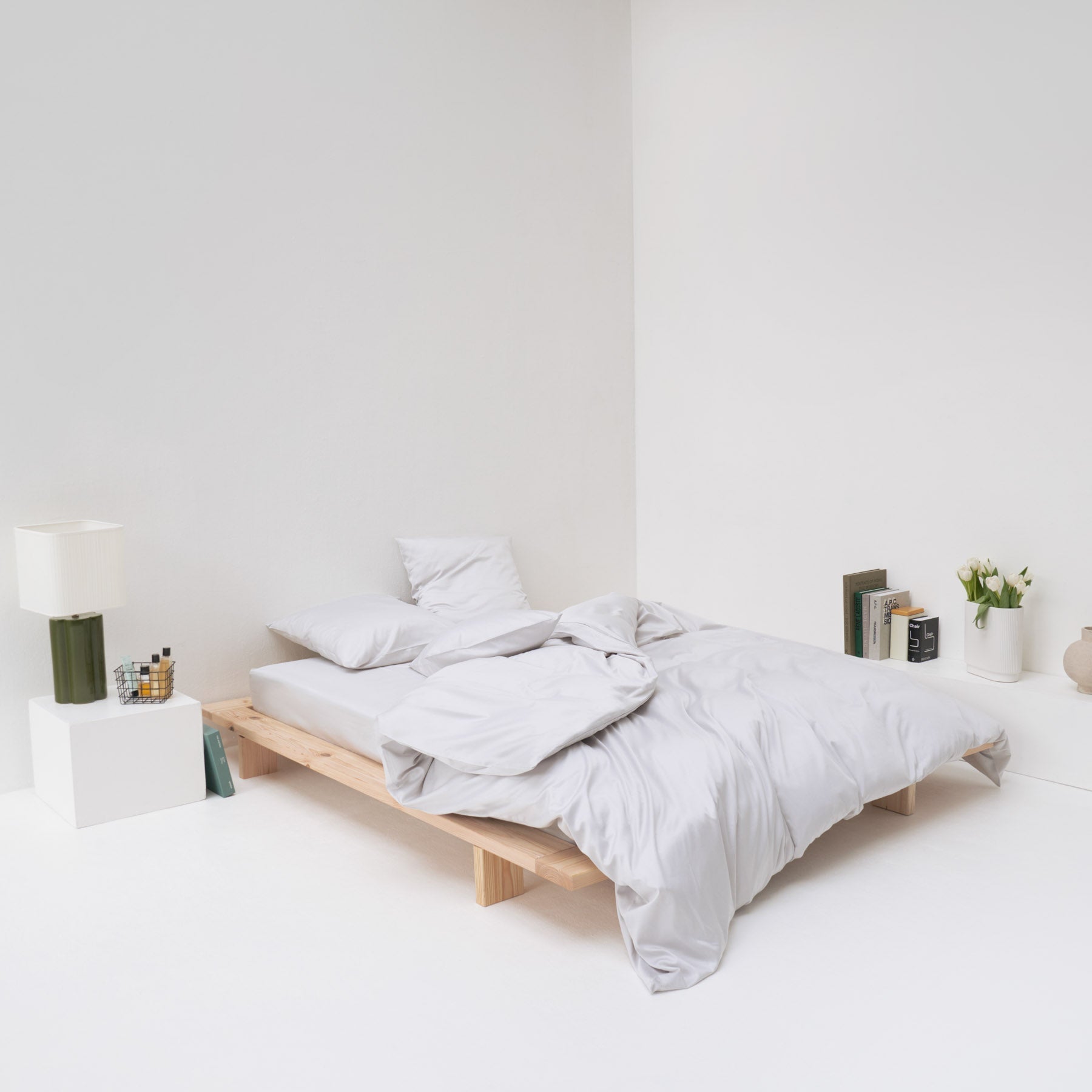 2 fundas de almohada de satén de algodón - Pebble - MOST - The Bradery
