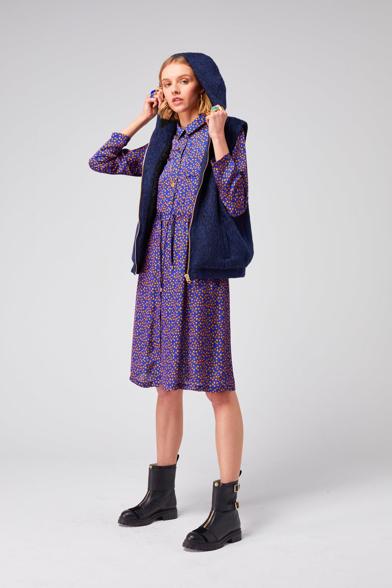 Pull Joseph En Laine Bleue Imprimé Léopard