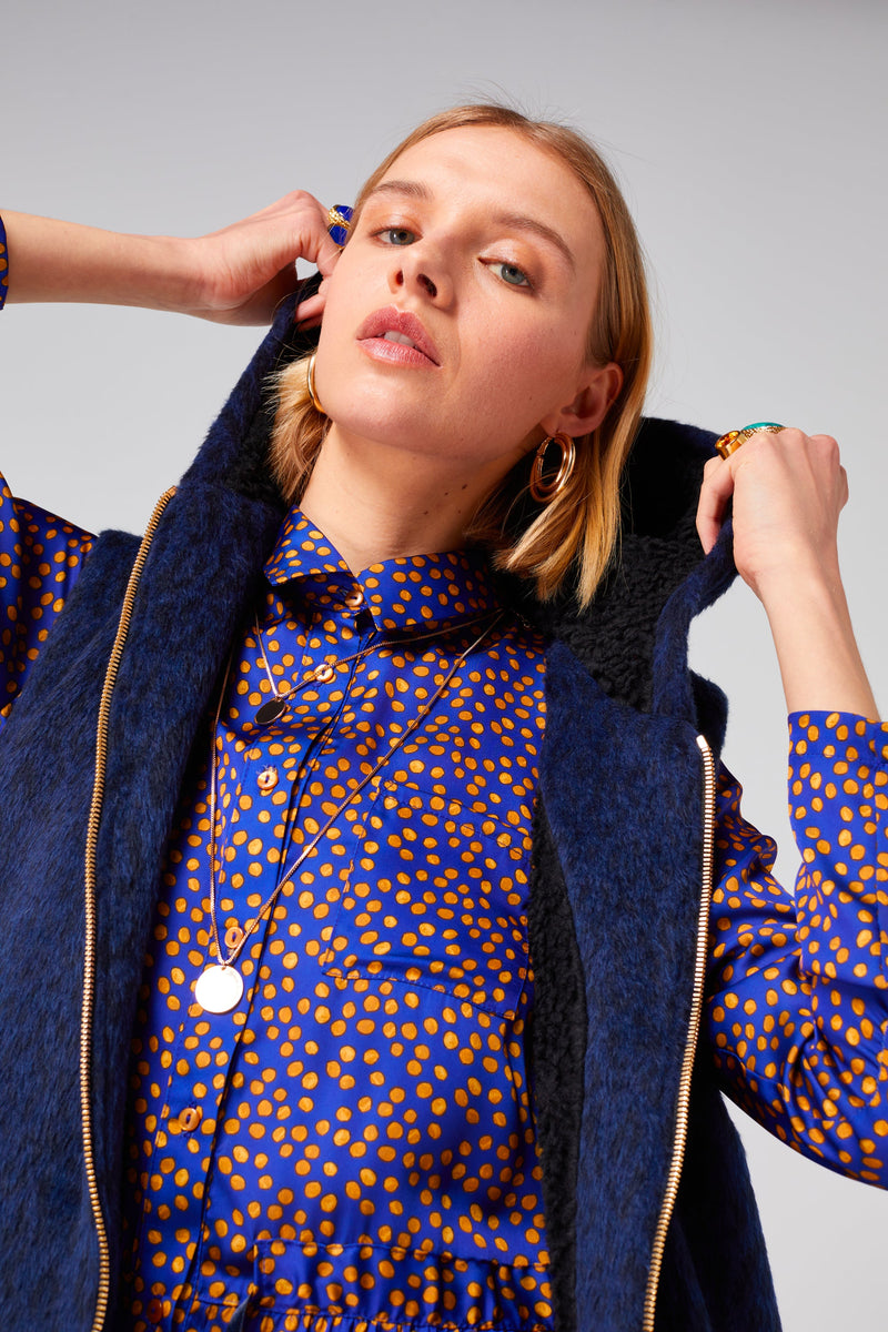 Pull Joseph En Laine Bleue Imprimé Léopard