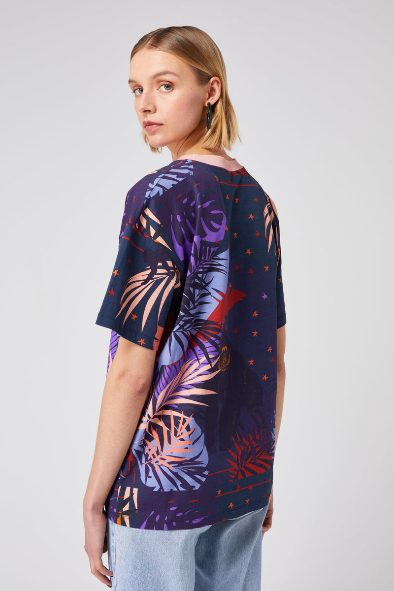 T-Shirt Dede À Imprimé Gorille Bleu