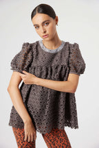 Blouse Gaya En Dentelle Charbon