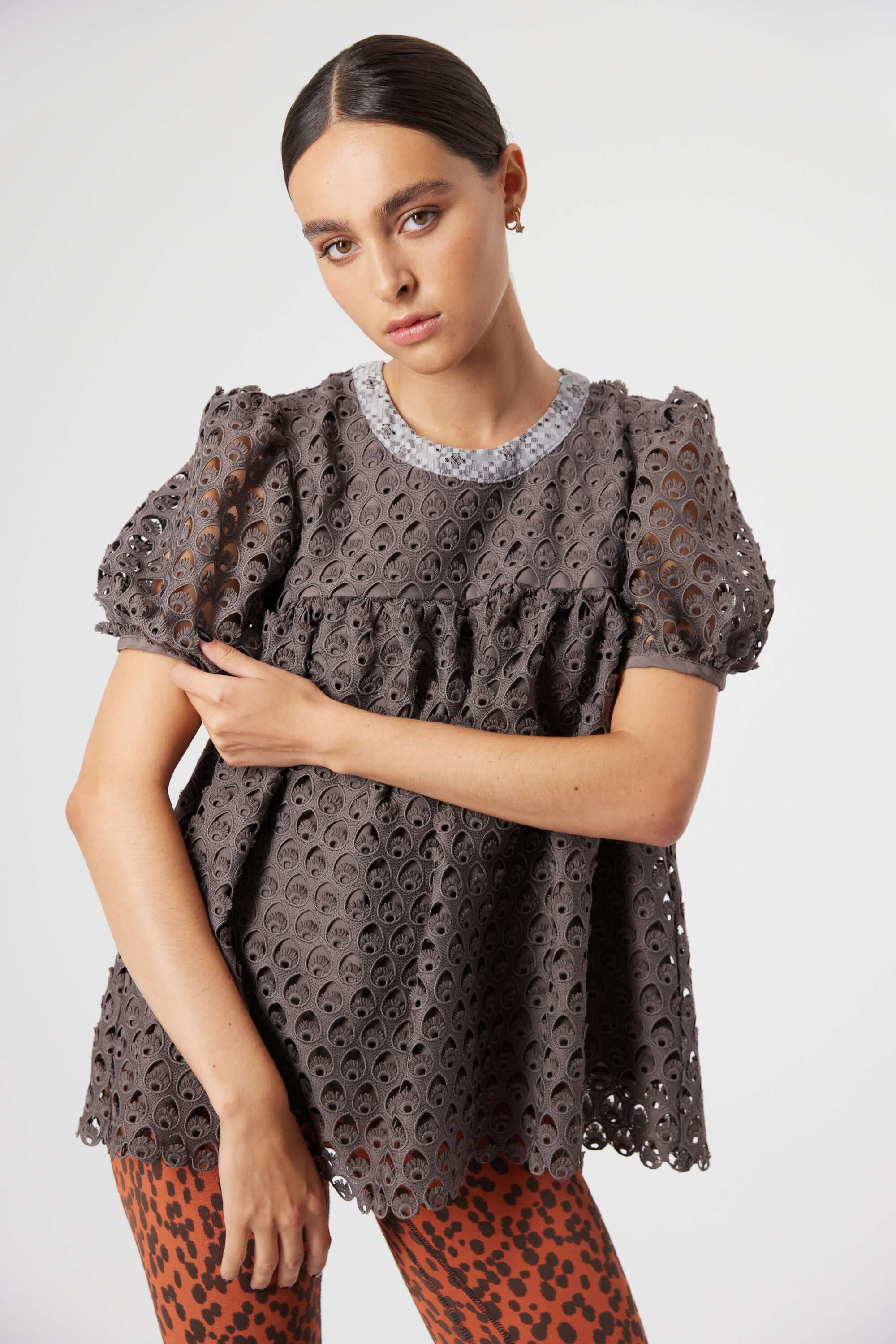 Blouse Gaya En Dentelle Charbon