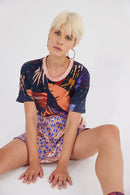 T-Shirt Dede À Imprimé Gorille Bleu