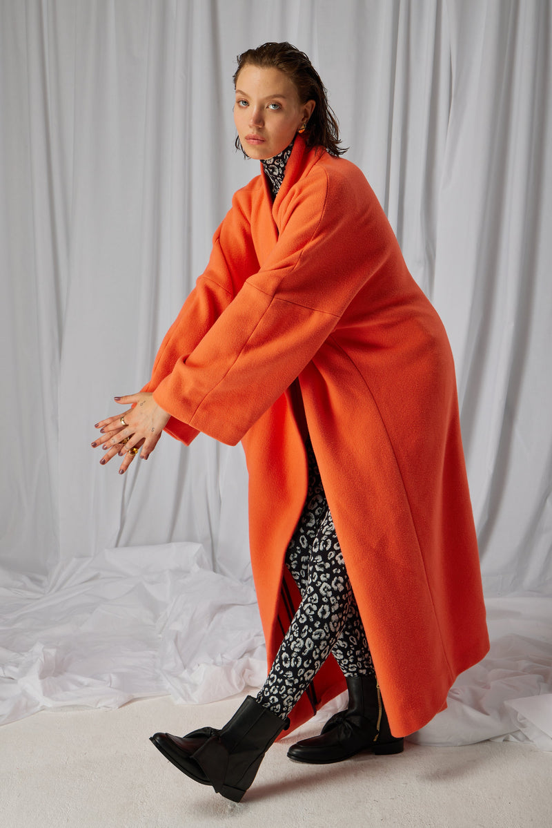 Manteau Eren En Tissu De Laine Et Cachemire Reef Orange