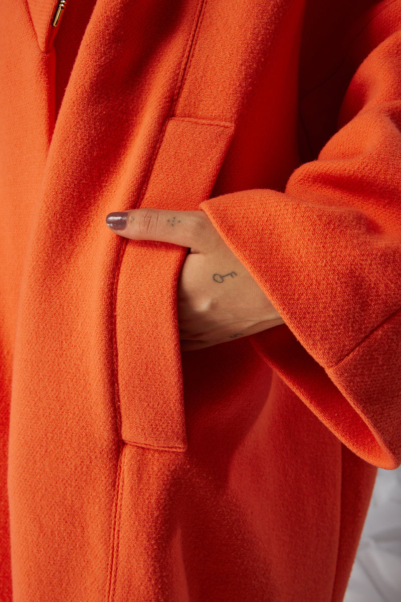 Manteau Eren En Tissu De Laine Et Cachemire Reef Orange