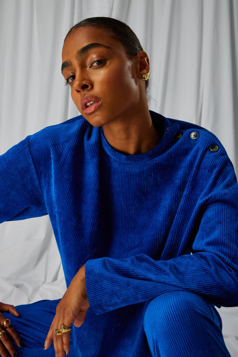 Pull Bobbi En Velours Côtelé Abysse