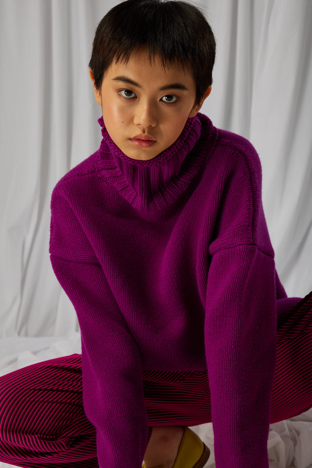 Opale-pullover i Cardinale-strik