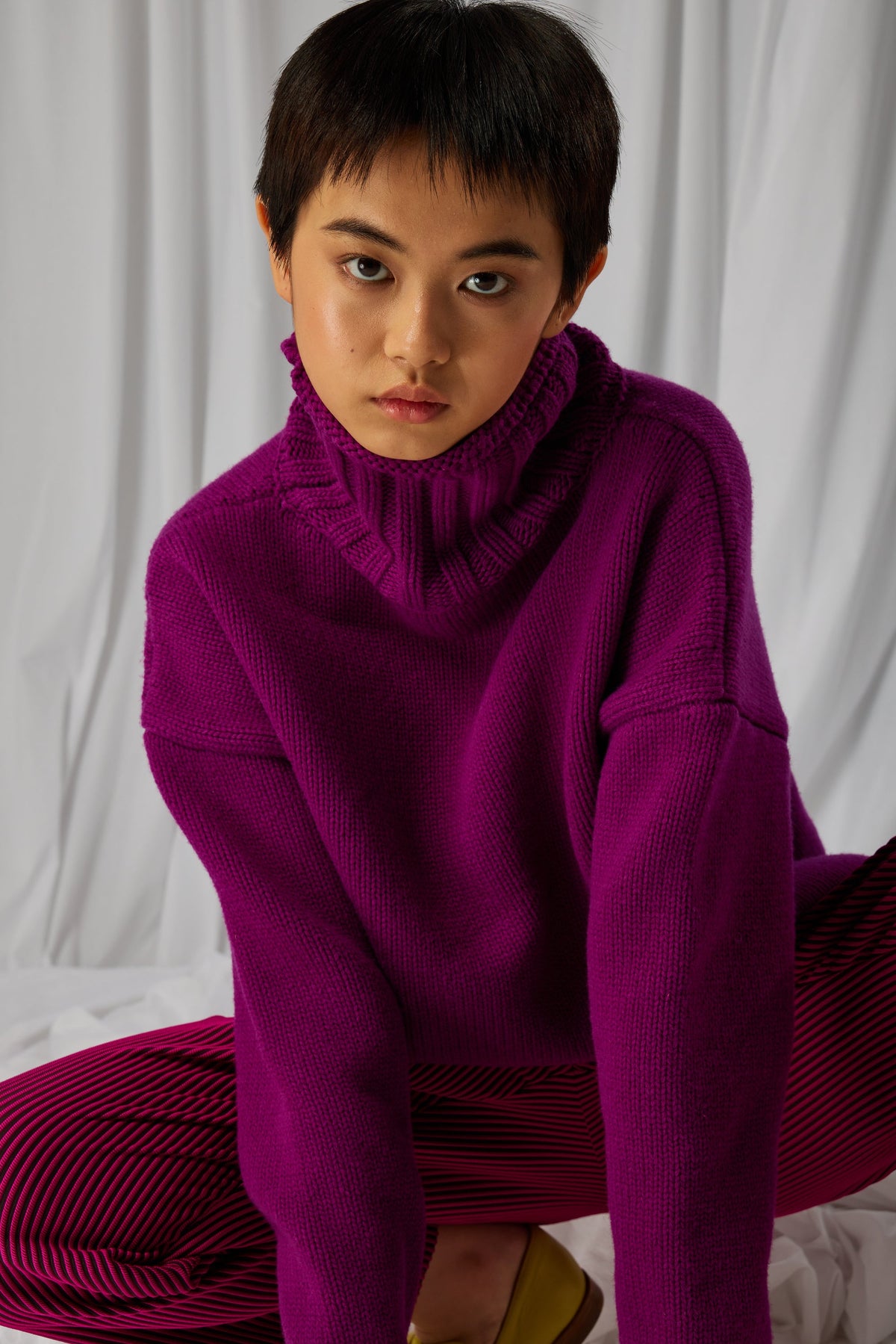 Opale-pullover i Cardinale-strik