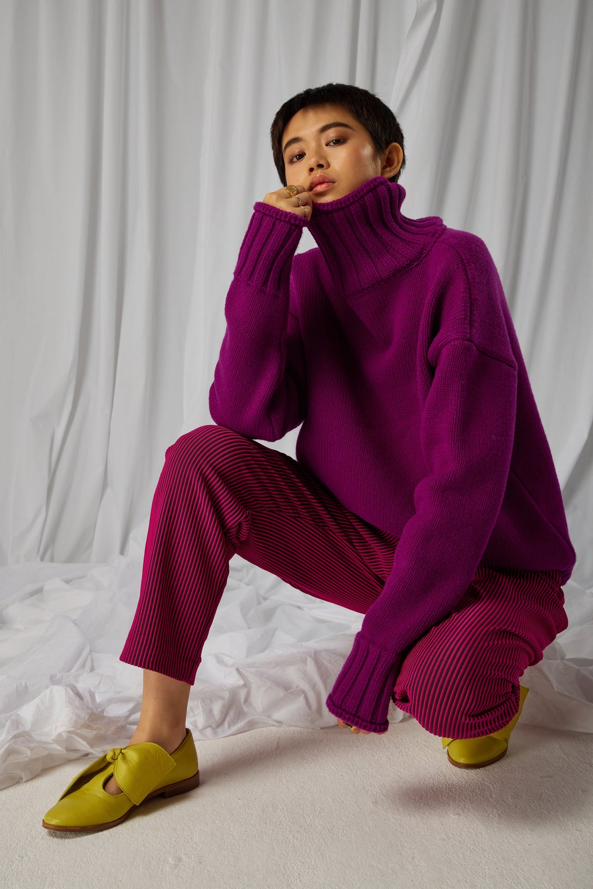 Opale-pullover i Cardinale-strik