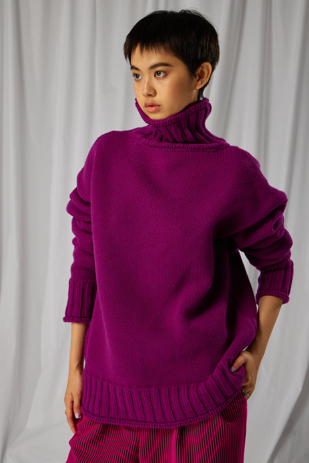 Opale-pullover i Cardinale-strik