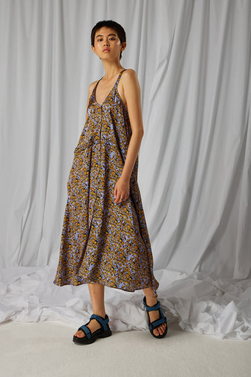 Java Dress With Art Deco Factory Print