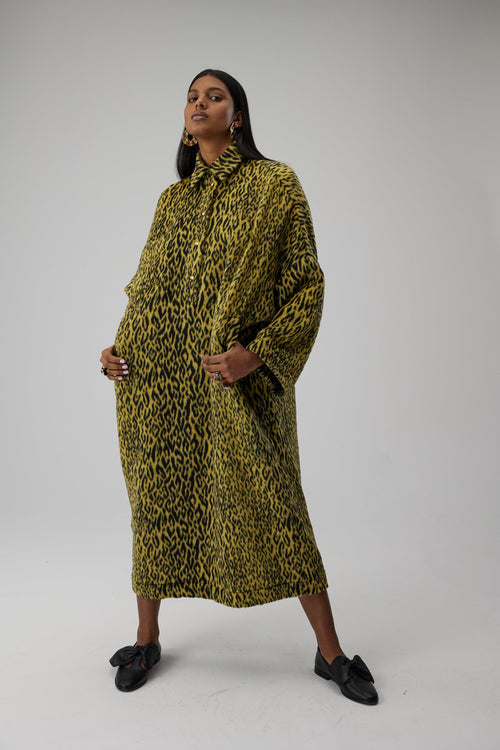 Robe Milo En Laine Jaune Léopard