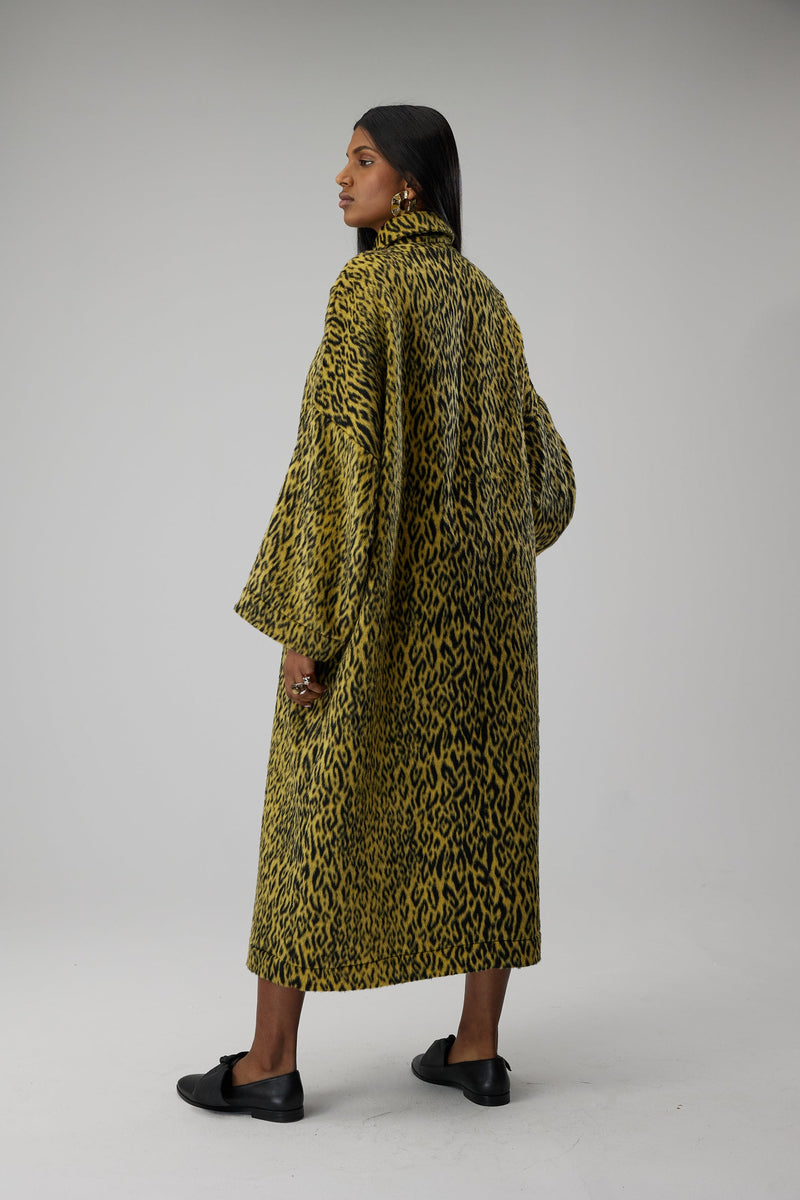 Robe Milo En Laine Jaune Léopard