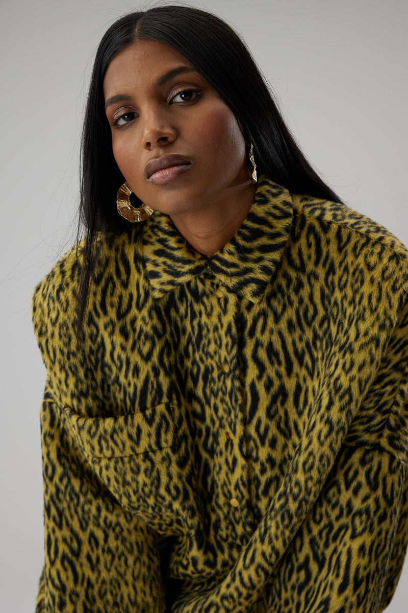 Robe Milo En Laine Jaune Léopard