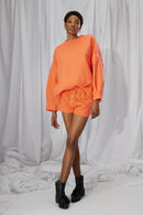 Short Spencer Tissu De Laine Et Cachemire Reef Orange