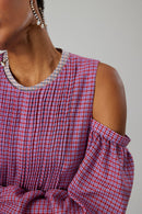 Blouse Blanca À Carreaux Ombrés