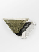 Beck Sondergaard - Lot De 3 Strings Wave Lace Ray - Black/Green/Offwhite