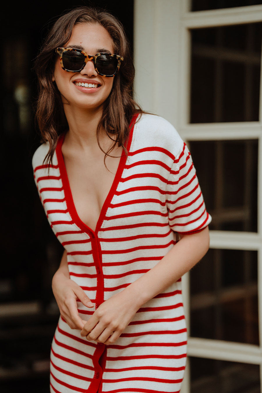 Robe Évy Rayé Rouge