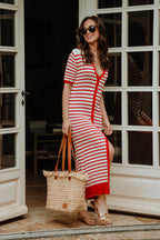 Robe Évy Rayé Rouge