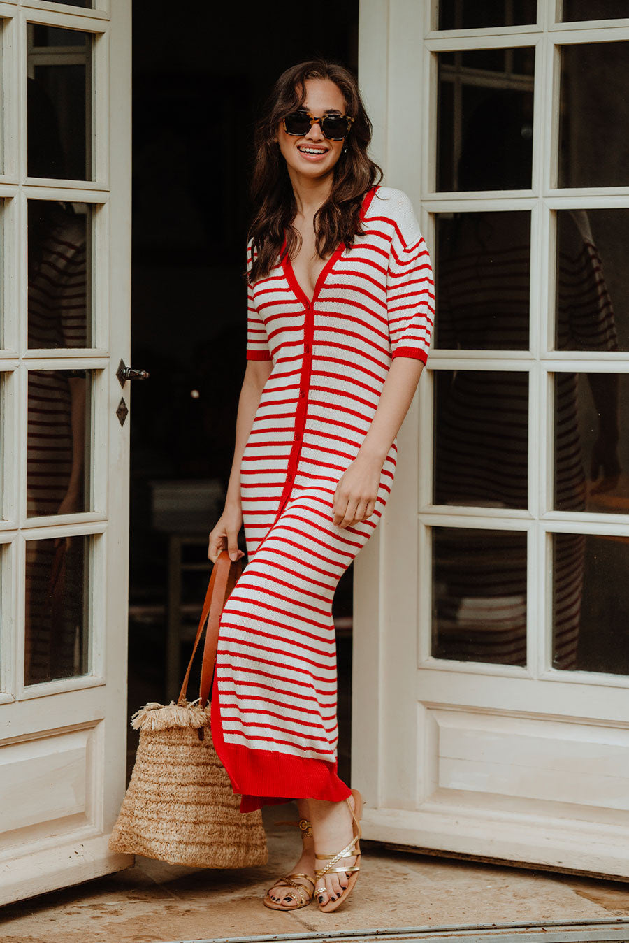 Robe Évy Rayé Rouge