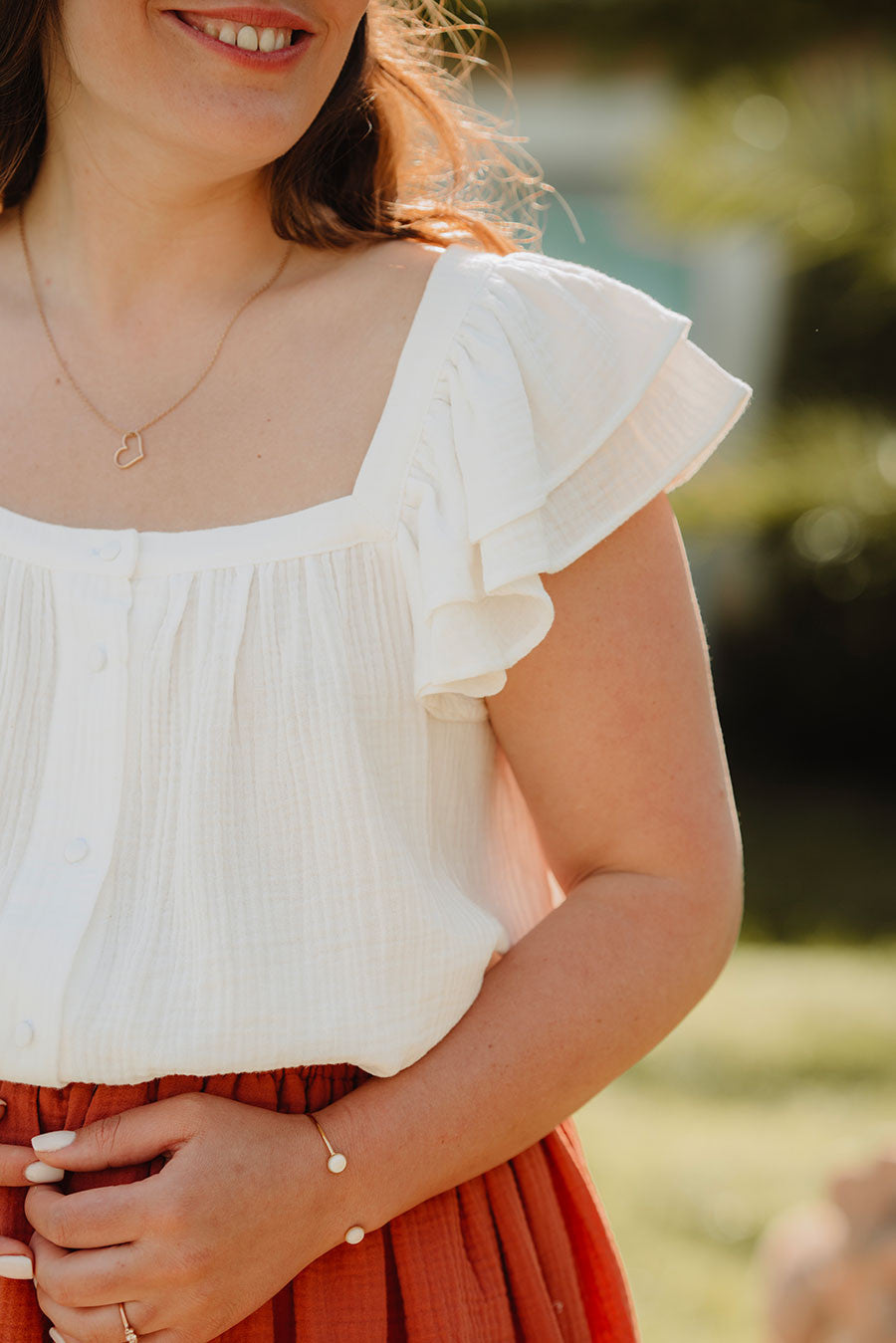 Blusa de algodón blanca Suzanne