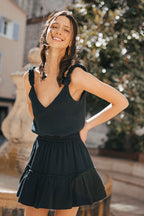Vest Top Paola Black Cotton