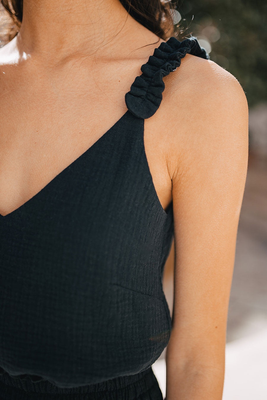 Vest Top Paola Black Cotton