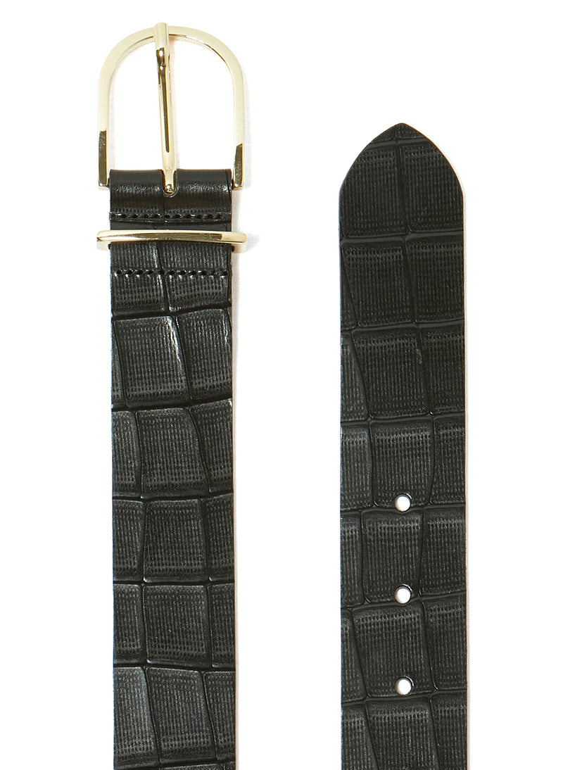 Maison Standards - Crocodile Leather Belt - Black - Woman