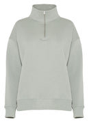 Maison Standards - Sweat-Shirt Trucker Collar - Almond Green - Woman