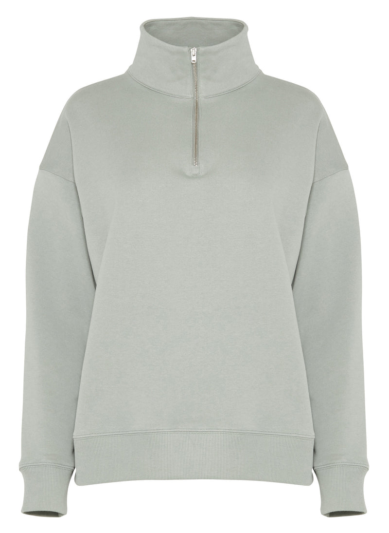 Maison Standards - Sweat-Shirt Trucker Collar - Almond Green - Woman