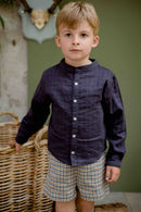 Maxence Camisa Cuello Lange Mao Azul-Gris - Niño