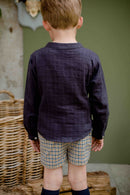 Chemise Col Mao Lange Bleu-Gris Maxence - Enfant