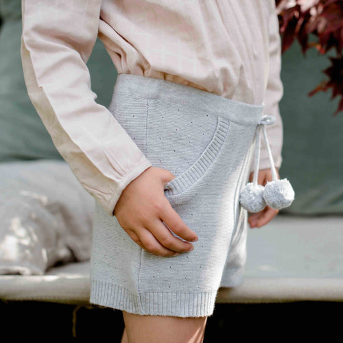 Fantine Pearl Grey Knit Short - Child