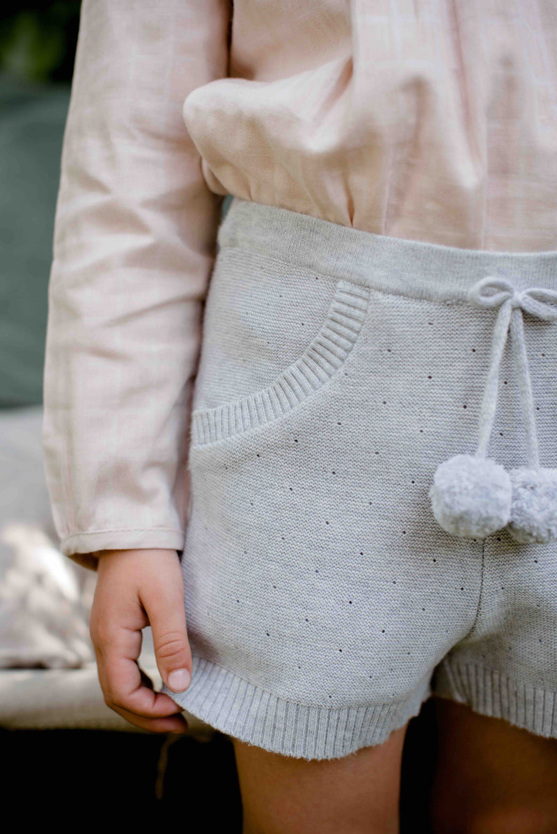 Fantine Pearl Grey Knit Short - Child