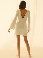 Dress with Sleeves - Cream Waves