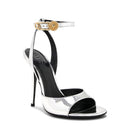 Versace Patent Leather Sandals - Silver - Woman