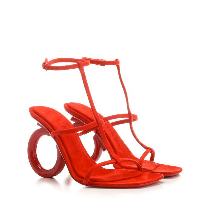 Salvatore Ferragamo Elina Leather Sandals - Red - Woman